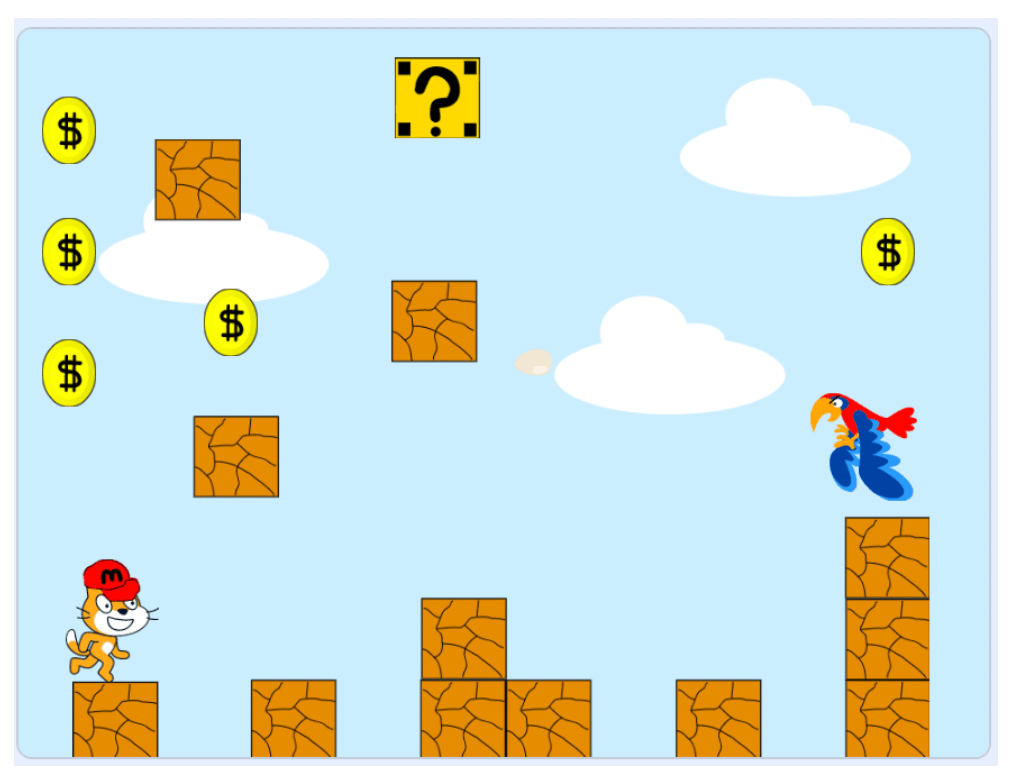 Hình ảnh Mario vượt chướng ngại vật chim Vẹt trong game